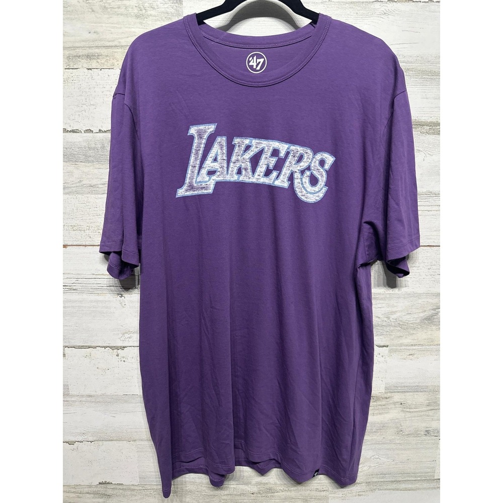 '47 Los Angeles Lakers T-Shirt Mens XXL Purple‎ Distressed Graphic NBA Tee EUC